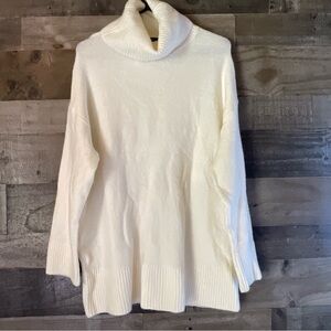 MNG Cream Turtleneck Sweater with Ribbed Texture